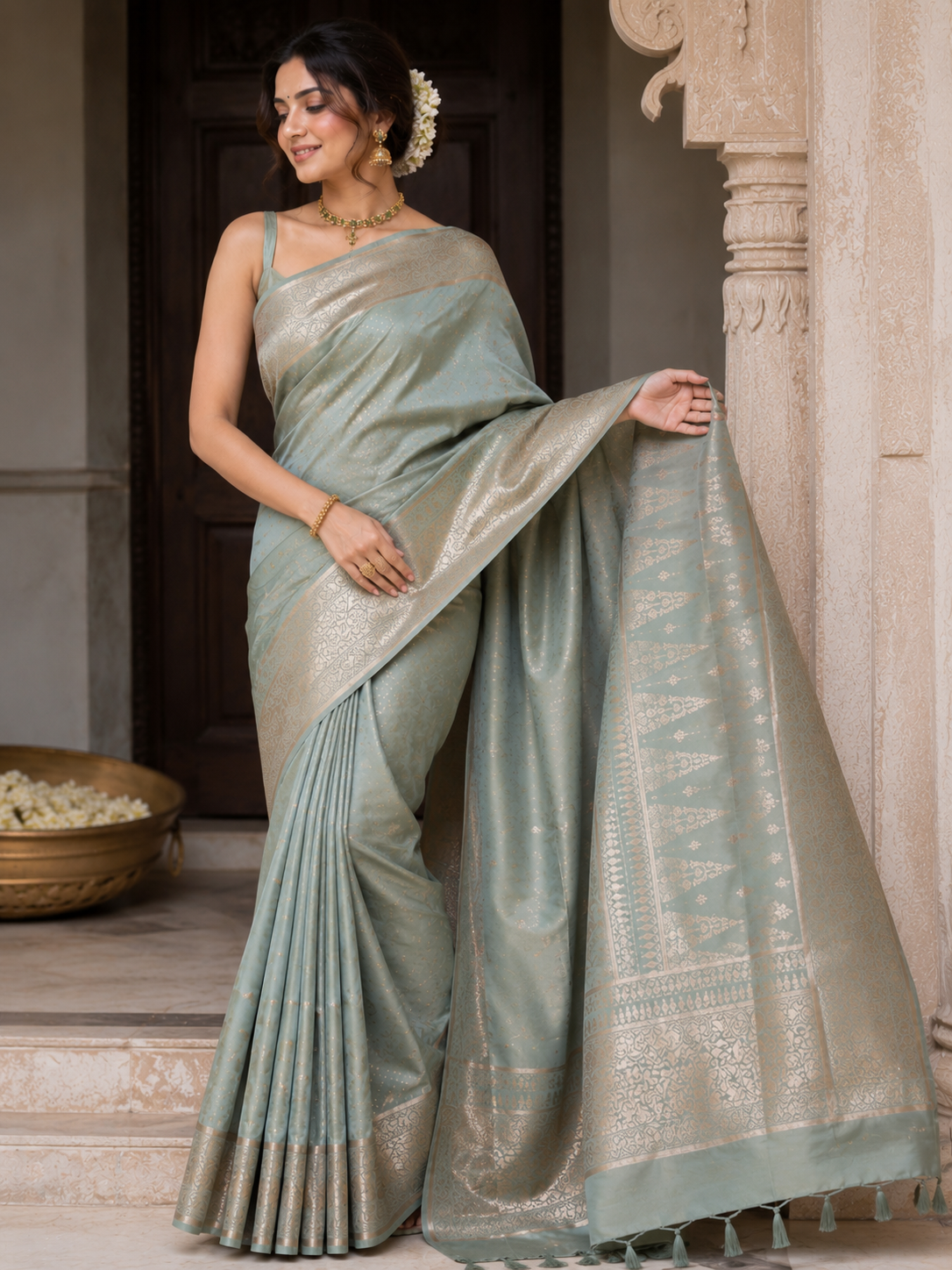 Katan Silk Saree with Blouse Piece | Traditional Indian Silk Saree | Elegant Ethnic Wear
