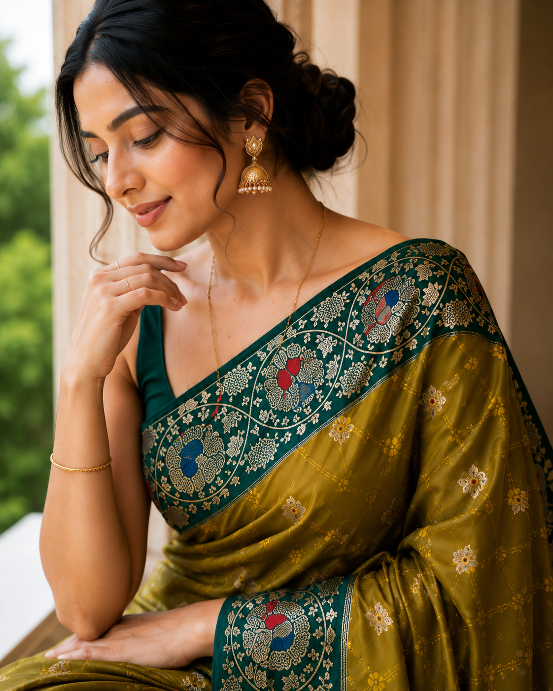 Tanchui Kanjivaram Silk Saree with Blouse Piece | Traditional South Indian Saree | Elegant Wedding & Festive Wear