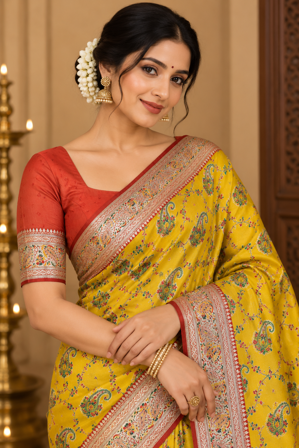 Pashmina Silk Saree with Blouse Piece | Elegant Traditional Indian Saree | Festive & Wedding Wea