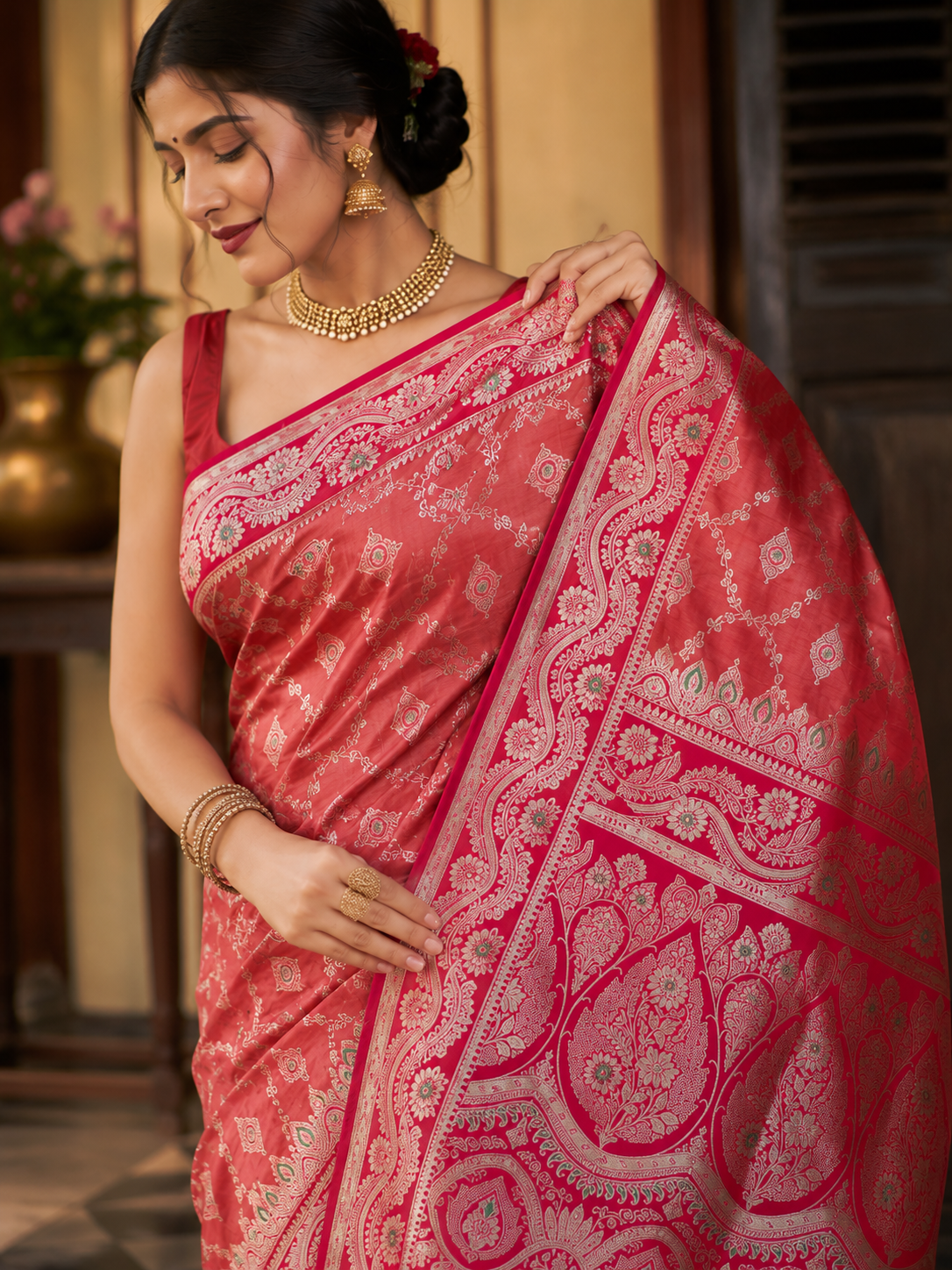 Mashru Silk Saree with Blouse Piece | Traditional Indian Silk Saree | Elegant Ethnic Wear