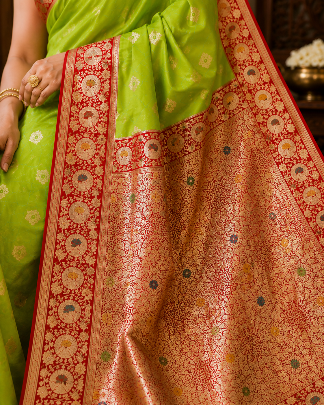 Tanchui Kanjivaram Silk Saree with Blouse Piece | Traditional South Indian Saree | Elegant Wedding & Festive Wear