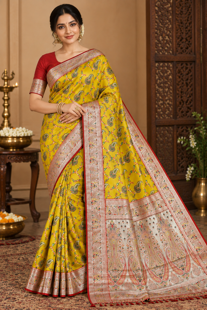 Pashmina Silk Saree with Blouse Piece | Elegant Traditional Indian Saree | Festive & Wedding Wea