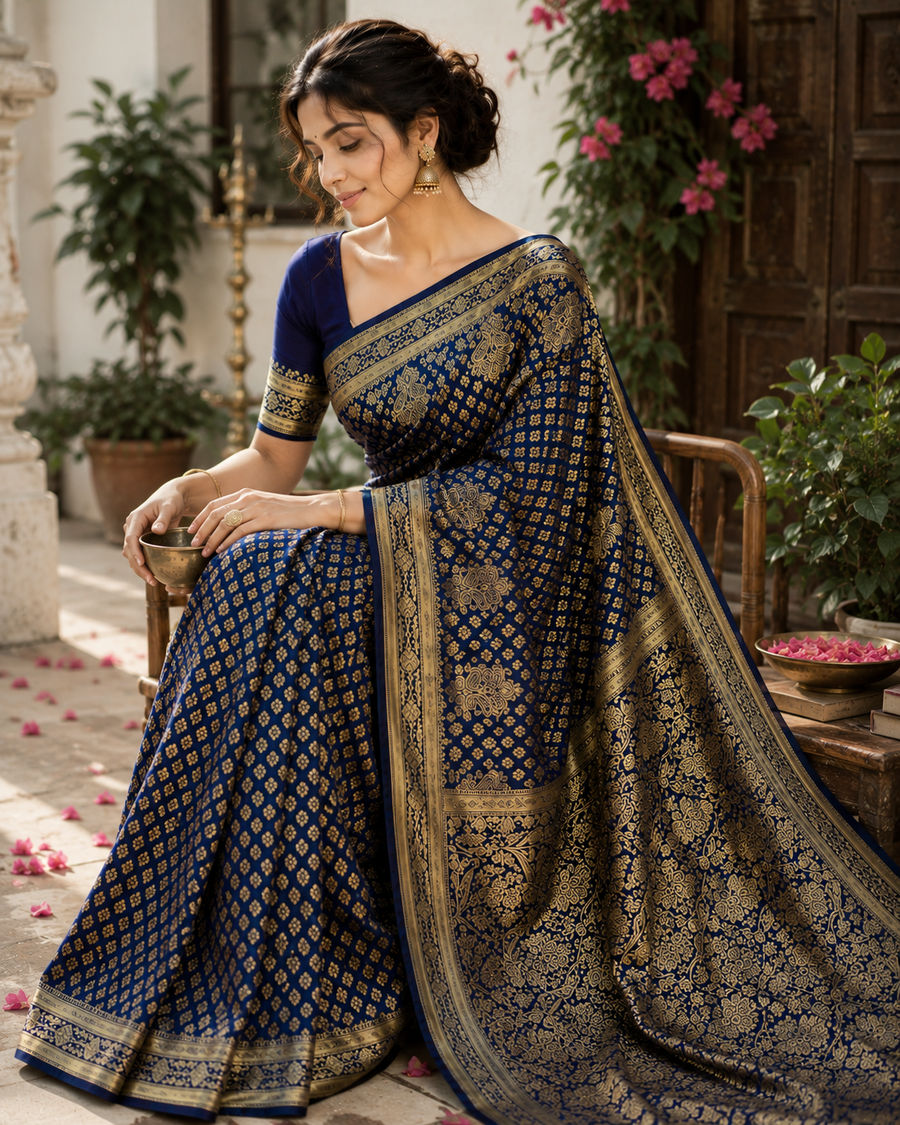 Katan Boti Silk Saree with Blouse Piece | Traditional Indian Saree | Elegant Festive & Ethnic Wear