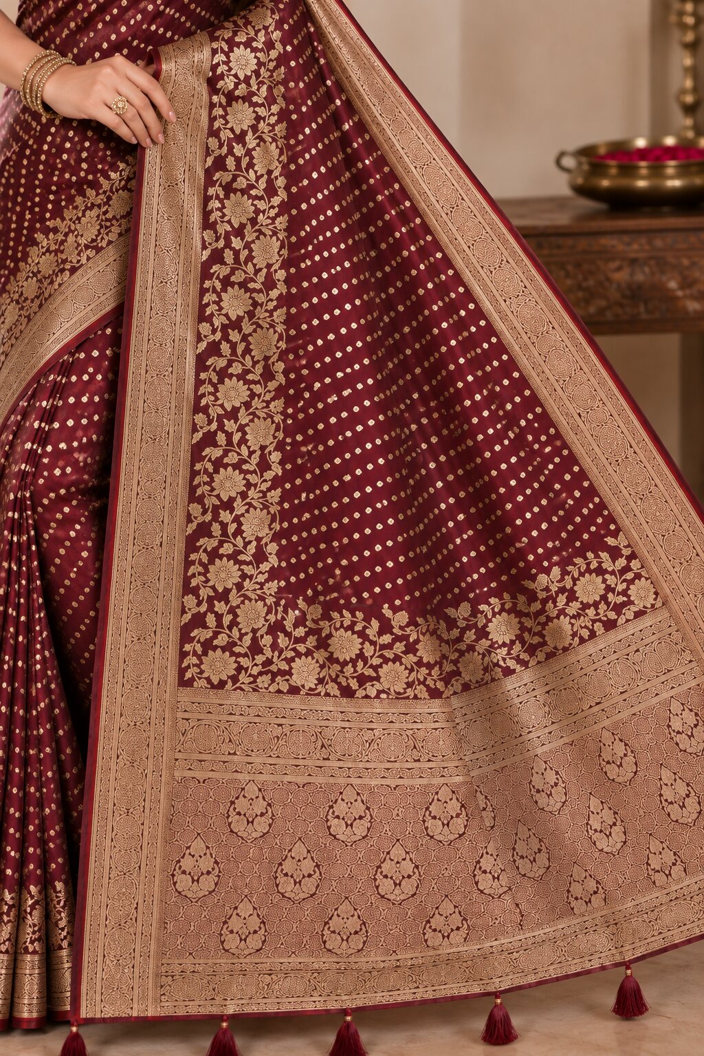 Satin Banarasi Silk Saree with Blouse Piece | Elegant Banarasi Saree | Festive & Wedding Wear
