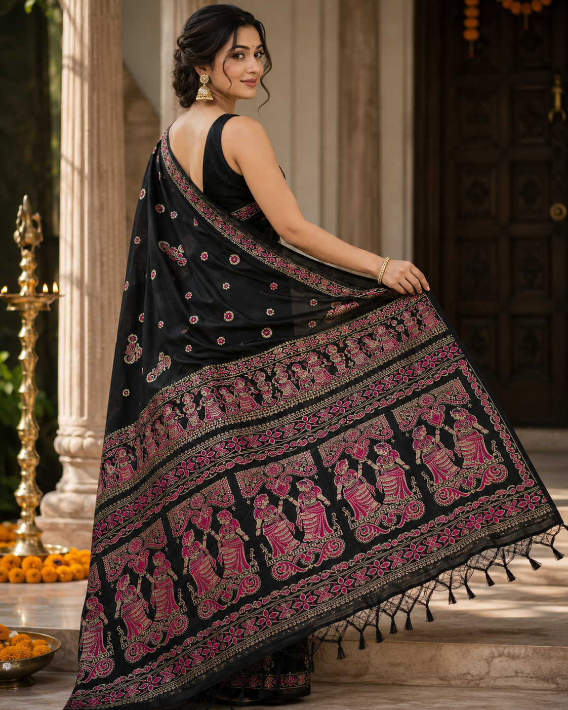 Swarnachari Silk Saree with Blouse Piece | Traditional Bengali Silk Saree | Elegant Festive & Wedding Wear