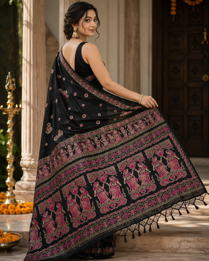 Swarnachari Silk Saree with Blouse Piece | Traditional Bengali Silk Saree | Elegant Festive & Wedding Wear