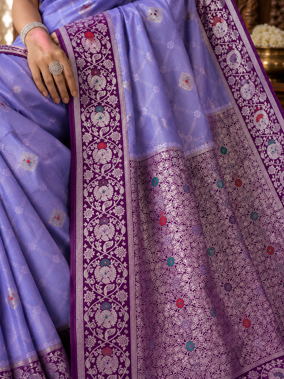 Tanchui Kanjivaram Silk Saree with Blouse Piece | Traditional South Indian Saree | Elegant Wedding & Festive Wear
