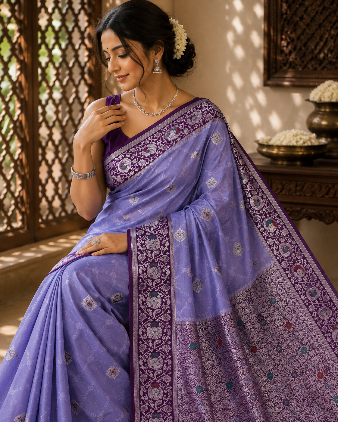 Tanchui Kanjivaram Silk Saree with Blouse Piece | Traditional South Indian Saree | Elegant Wedding & Festive Wear