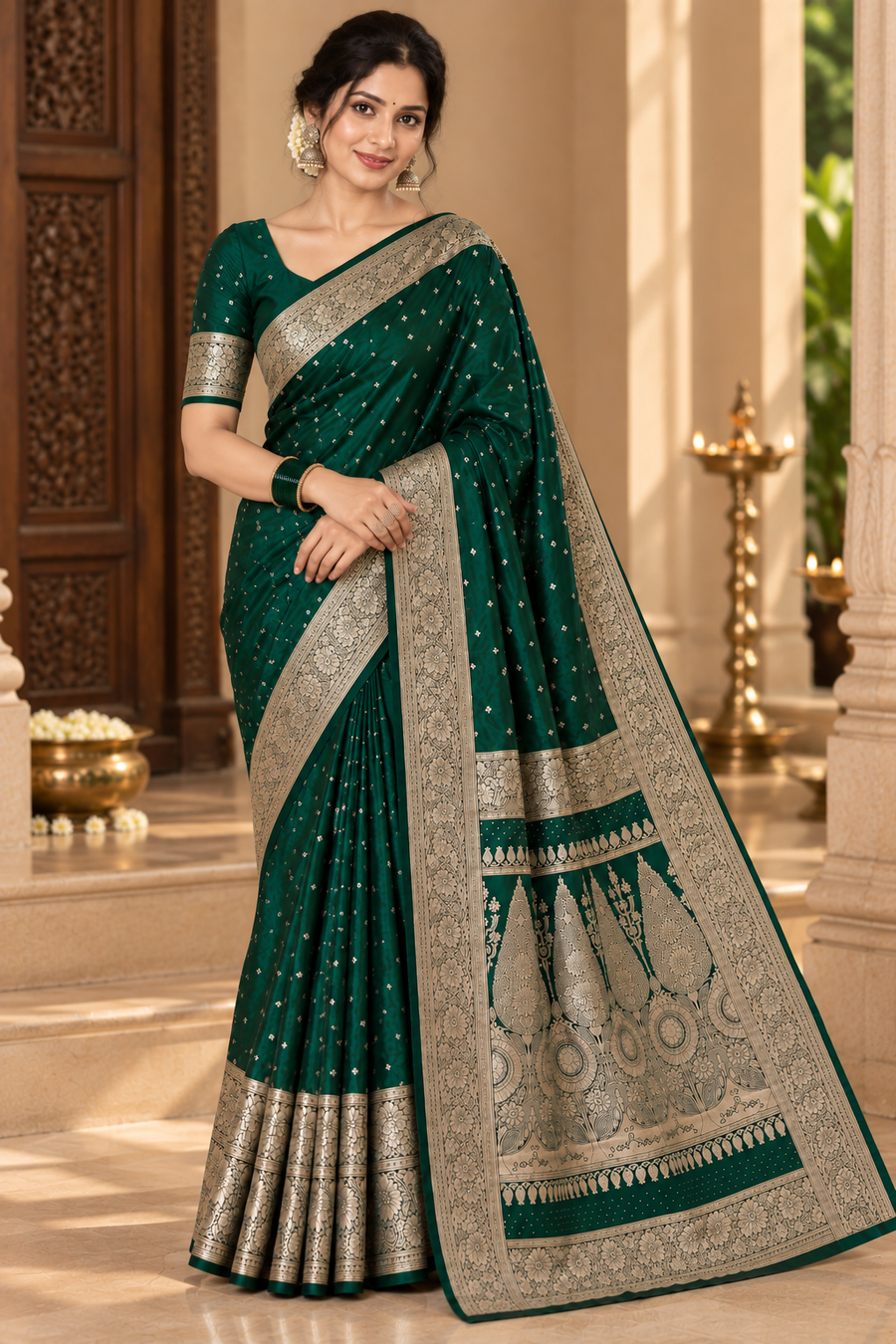 Katan Silk Saree with Blouse Piece | Traditional Indian Silk Saree | Elegant Ethnic Wear