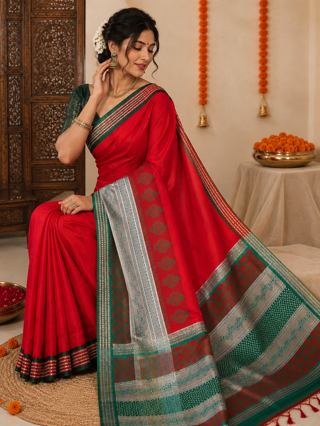 Bomkai Silk Saree with Blouse Piece | Traditional Odisha Saree | Elegant Ethnic & Festive Wear