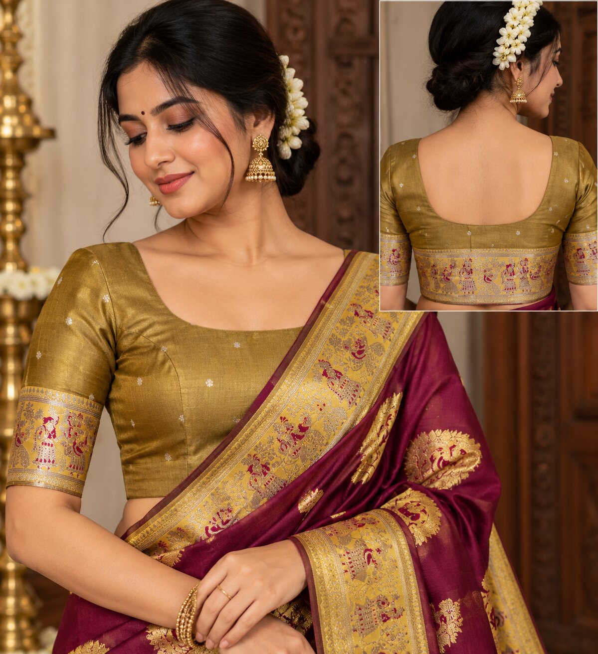 Radha Baluchari Saree with Blouse Piece | Traditional Bengali Silk Saree | Elegant Ethnic Wear
