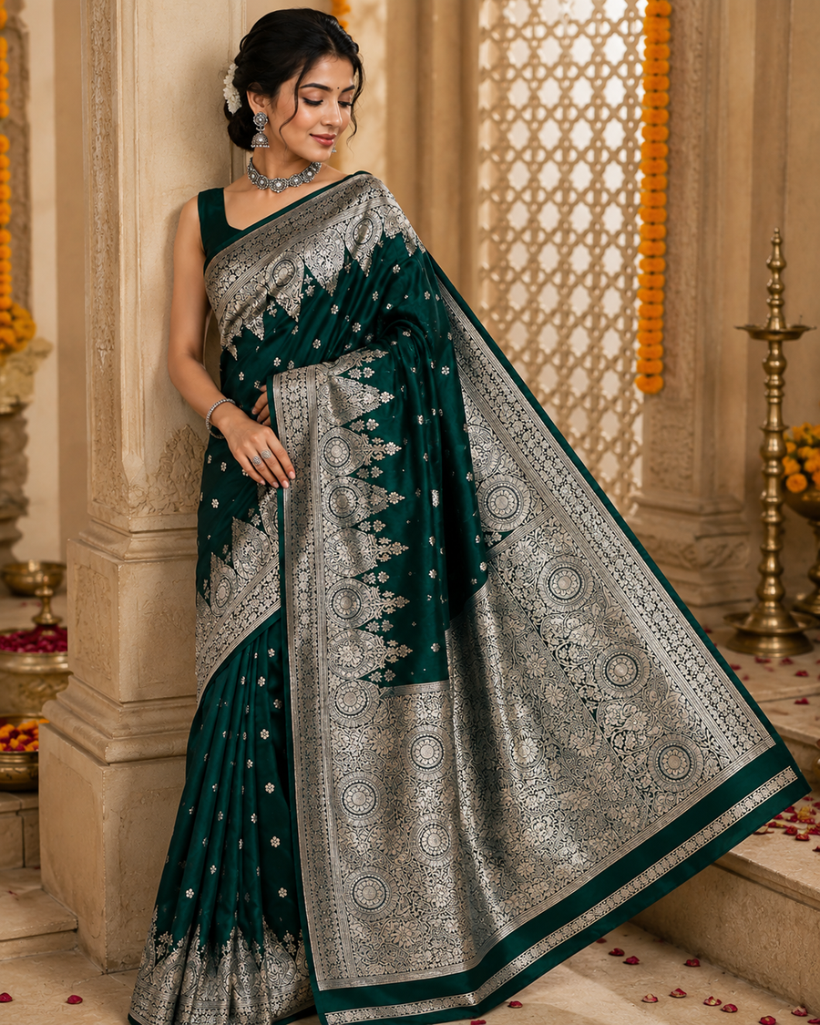 Katan Silk Saree with Blouse Piece | Traditional Indian Silk Saree | Elegant Ethnic Wear