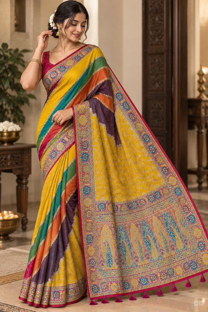 Pashmina Silk Saree with Blouse Piece | Elegant Traditional Indian Saree | Festive & Wedding Wea