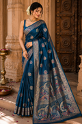 Nortuki Baluchari Saree with Blouse Piece | Traditional Bengali Silk Saree | Elegant Festive & Wedding Wear