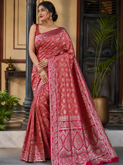 Mashru Silk Saree with Blouse Piece | Traditional Indian Silk Saree | Elegant Ethnic Wear