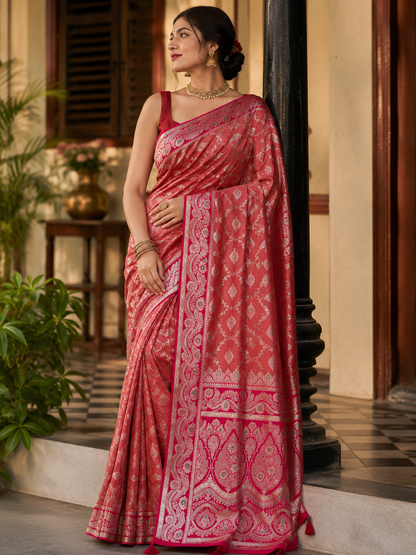Mashru Silk Saree with Blouse Piece | Traditional Indian Silk Saree | Elegant Ethnic Wear
