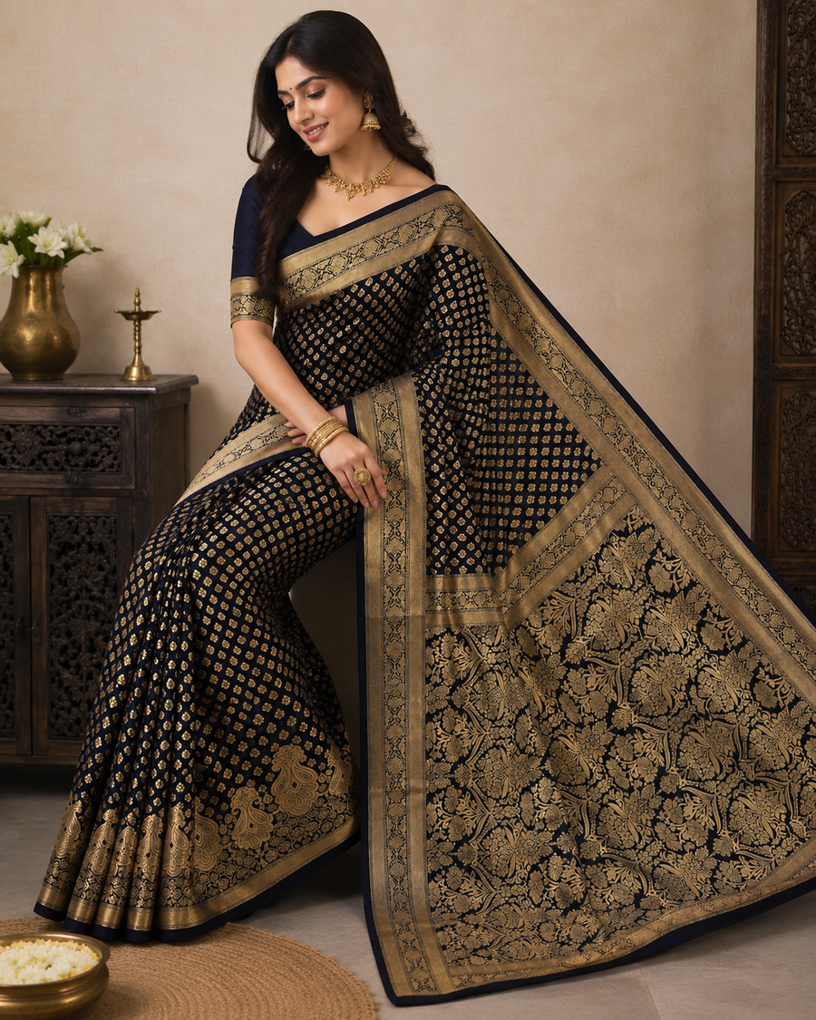 Katan Boti Silk Saree with Blouse Piece | Traditional Indian Saree | Elegant Festive & Ethnic Wear