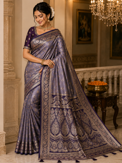 Mashru Silk Saree with Blouse Piece | Traditional Indian Silk Saree | Elegant Ethnic Wear