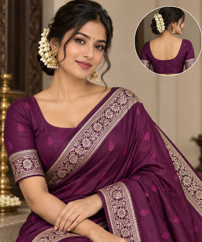 Baluchari Silk Saree with Blouse Piece | Traditional Bengali Saree | Elegant Ethnic, Festive & Wedding Wear