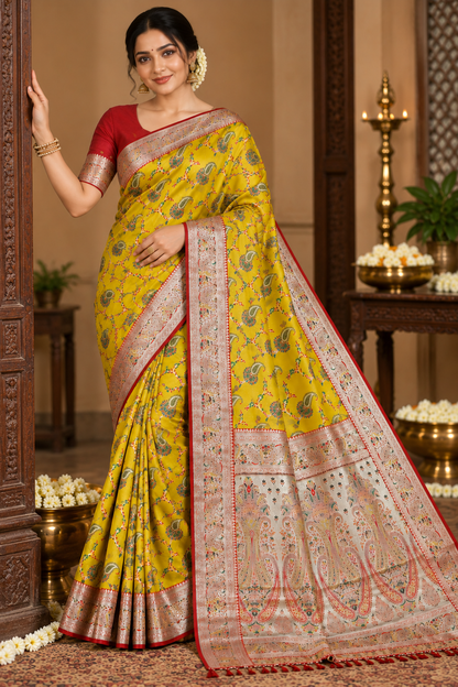 Pashmina Silk Saree with Blouse Piece | Elegant Traditional Indian Saree | Festive & Wedding Wea