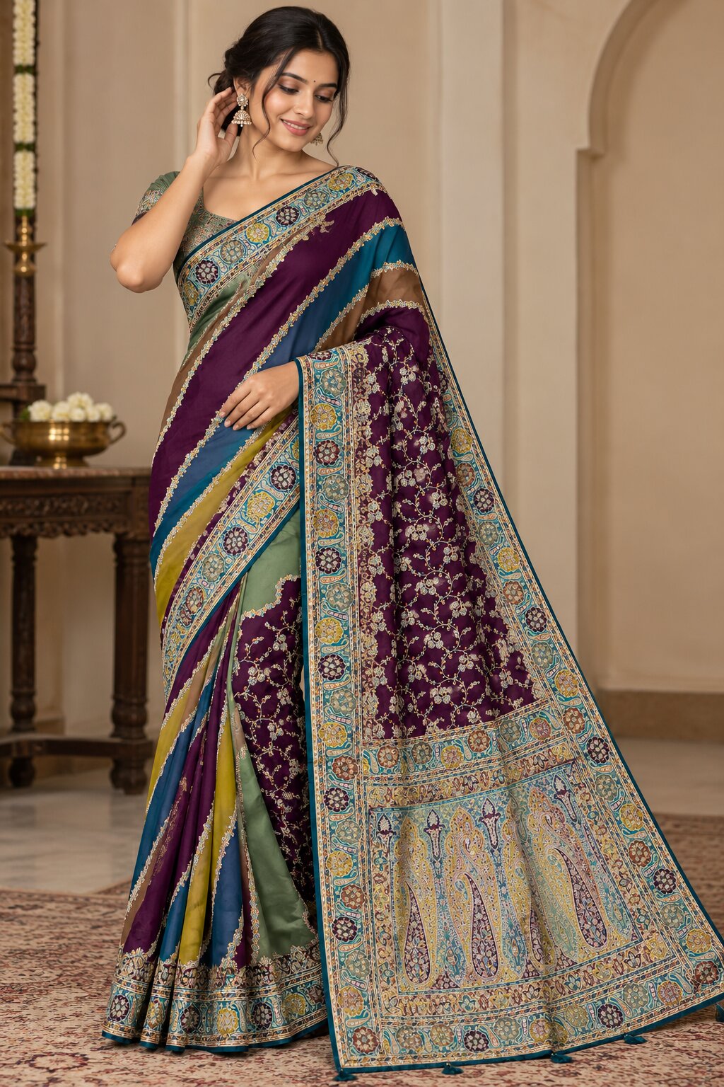Pashmina Silk Saree with Blouse Piece | Elegant Traditional Indian Saree | Festive & Wedding Wea