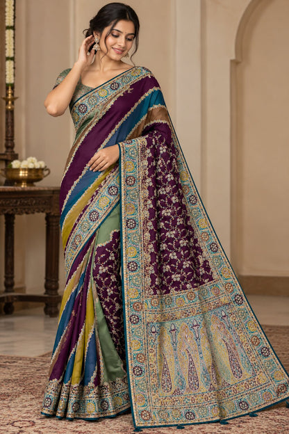 Pashmina Silk Saree with Blouse Piece | Elegant Traditional Indian Saree | Festive & Wedding Wea