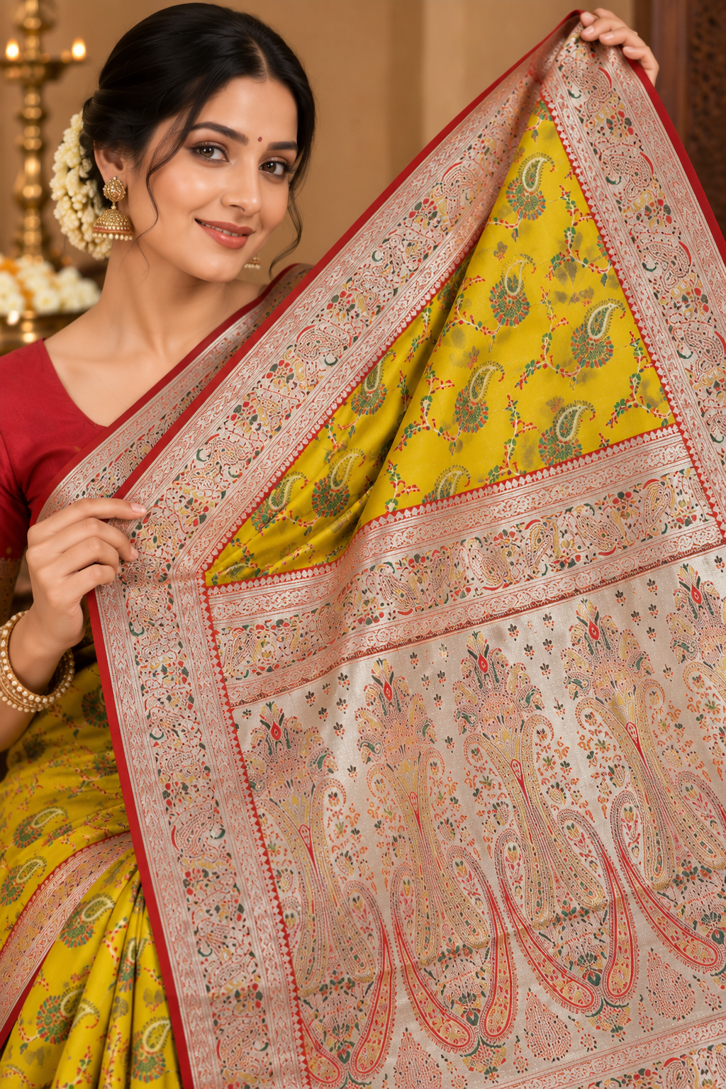 Pashmina Silk Saree with Blouse Piece | Elegant Traditional Indian Saree | Festive & Wedding Wea