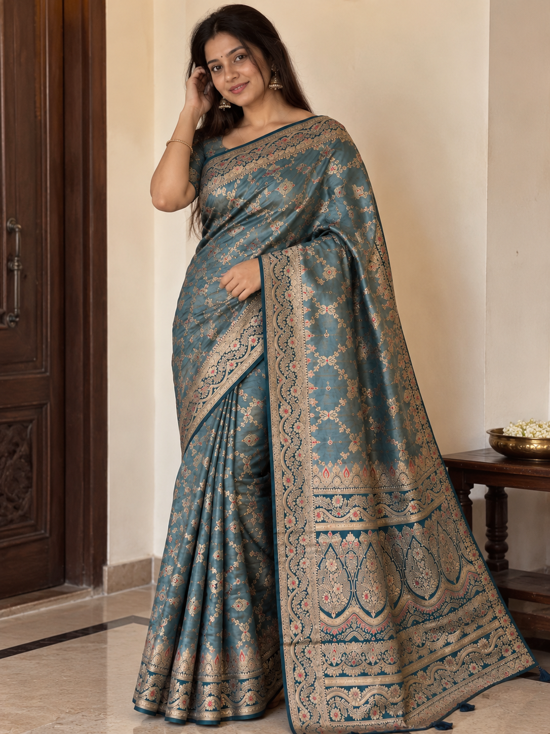 Mashru Silk Saree with Blouse Piece | Traditional Indian Silk Saree | Elegant Ethnic Wear