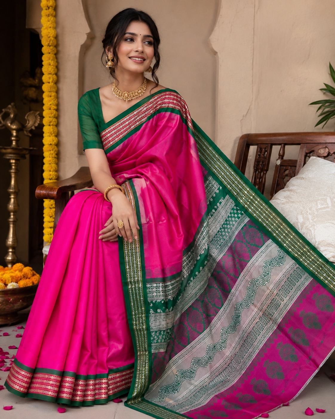 Bomkai Silk Saree with Blouse Piece | Traditional Odisha Saree | Elegant Ethnic & Festive Wear