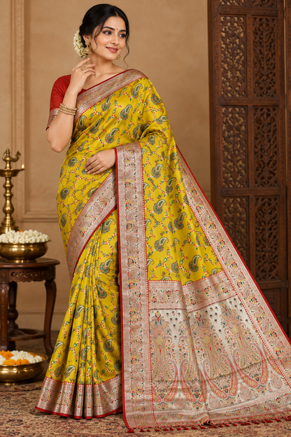 Pashmina Silk Saree with Blouse Piece | Elegant Traditional Indian Saree | Festive & Wedding Wea