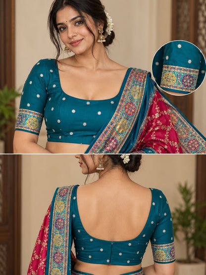 Pashmina Silk Saree with Blouse Piece | Elegant Traditional Indian Saree | Festive & Wedding Wea