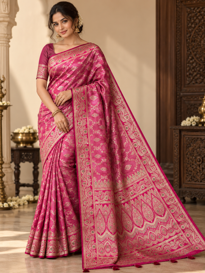 Mashru Silk Saree with Blouse Piece | Traditional Indian Silk Saree | Elegant Ethnic Wear