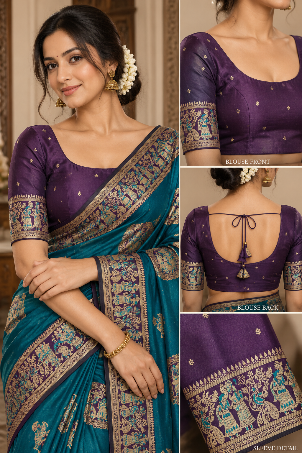 Radha Baluchari Saree with Blouse Piece | Traditional Bengali Silk Saree | Elegant Ethnic Wear
