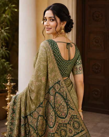 Mashru Silk Saree with Blouse Piece | Traditional Indian Silk Saree | Elegant Ethnic Wear