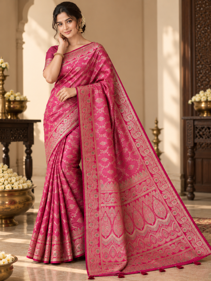 Mashru Silk Saree with Blouse Piece | Traditional Indian Silk Saree | Elegant Ethnic Wear
