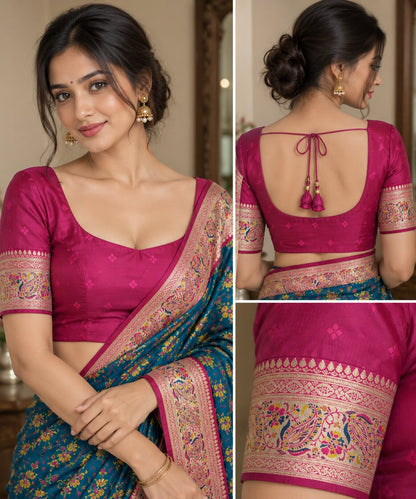 Pashmina Silk Saree with Blouse Piece | Elegant Traditional Indian Saree | Festive & Wedding Wea