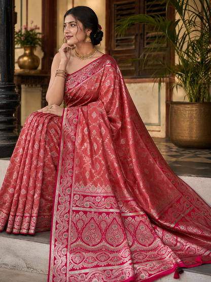 Mashru Silk Saree with Blouse Piece | Traditional Indian Silk Saree | Elegant Ethnic Wear