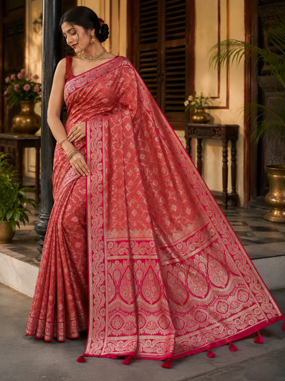 Mashru Silk Saree with Blouse Piece | Traditional Indian Silk Saree | Elegant Ethnic Wear