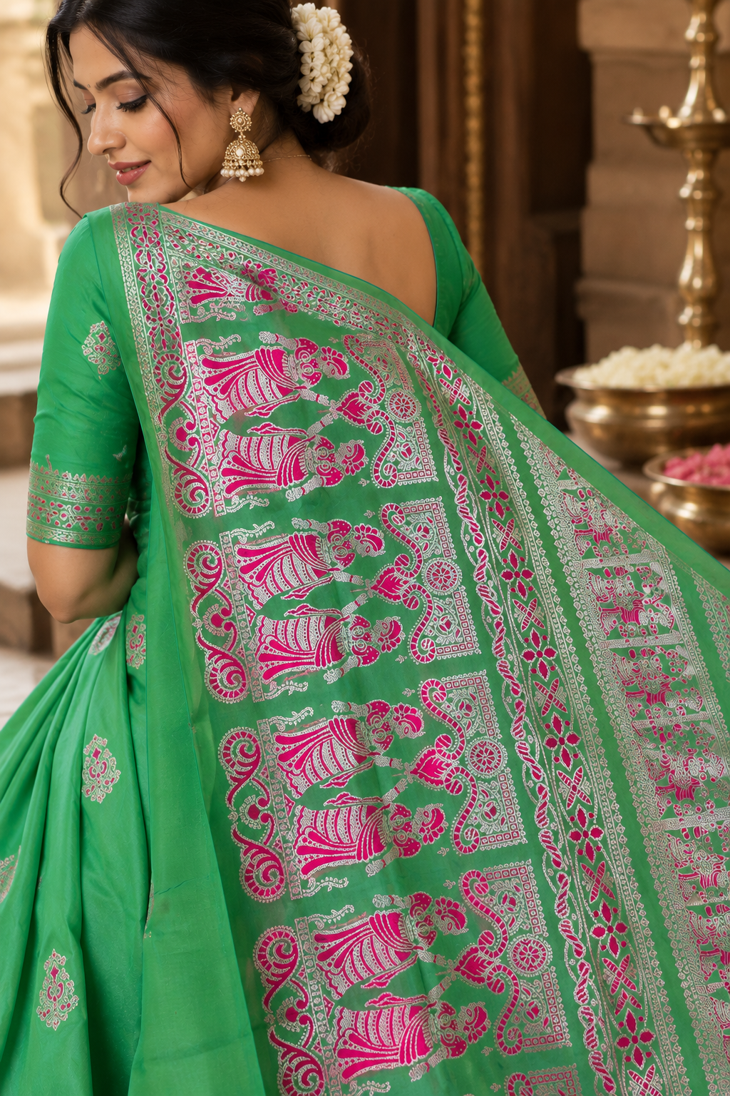 Swarnachari Silk Saree with Blouse Piece | Traditional Bengali Silk Saree | Elegant Festive & Wedding Wear