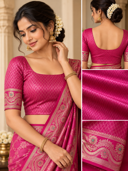 Mashru Silk Saree with Blouse Piece | Traditional Indian Silk Saree | Elegant Ethnic Wear