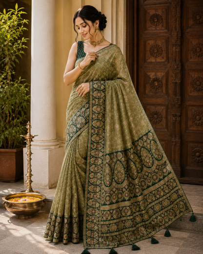 Mashru Silk Saree with Blouse Piece | Traditional Indian Silk Saree | Elegant Ethnic Wear