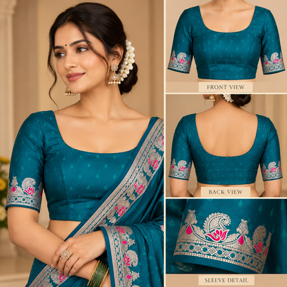 Swarnachari Silk Saree with Blouse Piece | Traditional Bengali Silk Saree | Elegant Festive & Wedding Wear