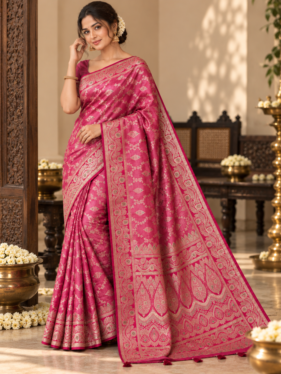 Mashru Silk Saree with Blouse Piece | Traditional Indian Silk Saree | Elegant Ethnic Wear