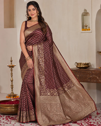 Satin Banarasi Silk Saree with Blouse Piece | Elegant Banarasi Saree | Festive & Wedding Wear