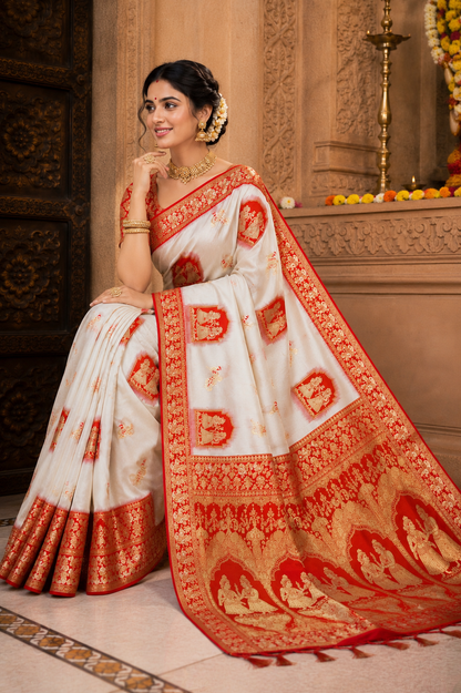 Radha Baluchari Saree with Blouse Piece | Traditional Bengali Silk Saree | Elegant Ethnic Wear