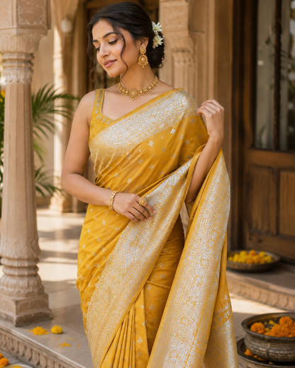 Bangalori Silk Saree with Blouse Piece | Elegant Traditional Indian Saree | Festive & Ethnic Wear