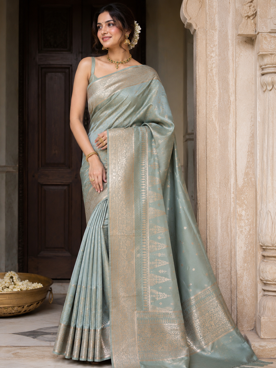 Katan Silk Saree with Blouse Piece | Traditional Indian Silk Saree | Elegant Ethnic Wear