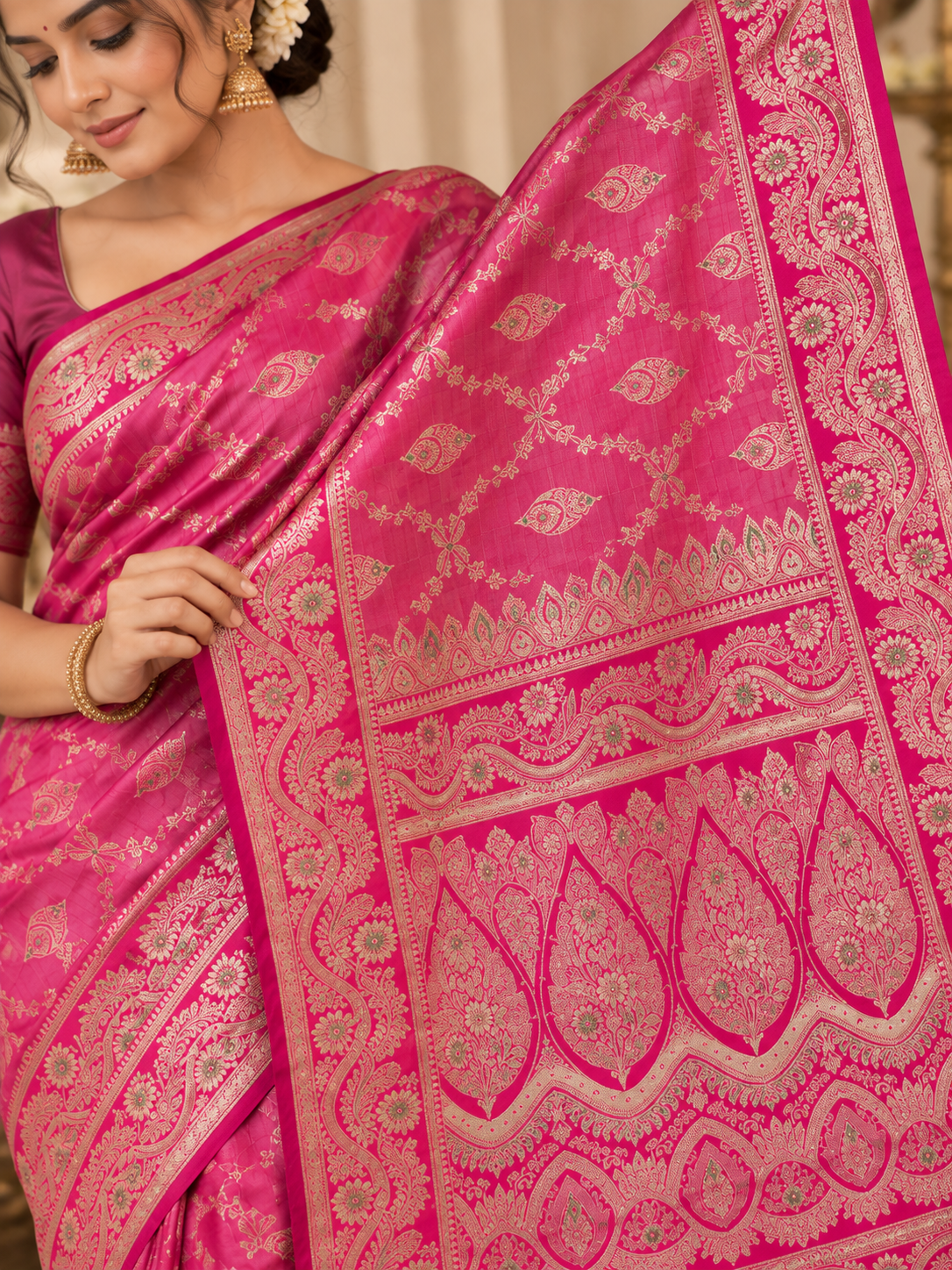 Mashru Silk Saree with Blouse Piece | Traditional Indian Silk Saree | Elegant Ethnic Wear