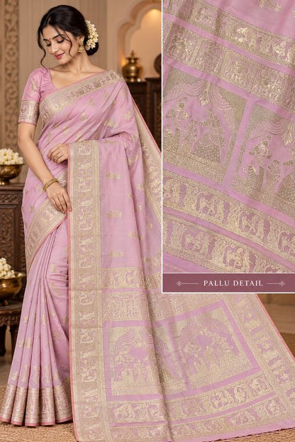 Baluchari Silk Saree with Blouse Piece | Traditional Bengali Saree | Elegant Ethnic, Festive & Wedding Wear