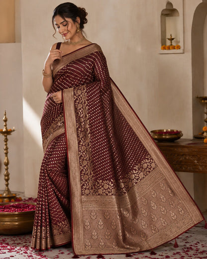 Satin Banarasi Silk Saree with Blouse Piece | Elegant Banarasi Saree | Festive & Wedding Wear